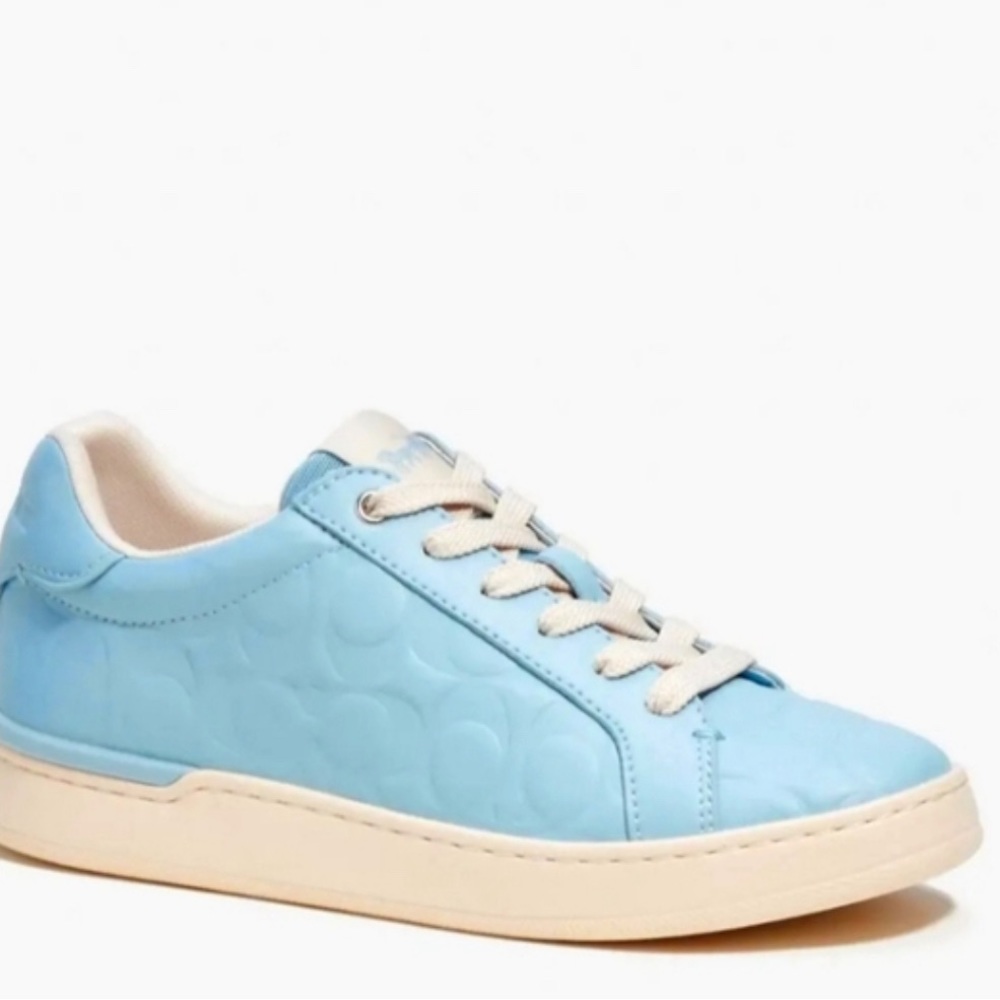 Coach Clip Low Top Sneaker Embossed Logo Waterfall Blue - Picture 2 of 4